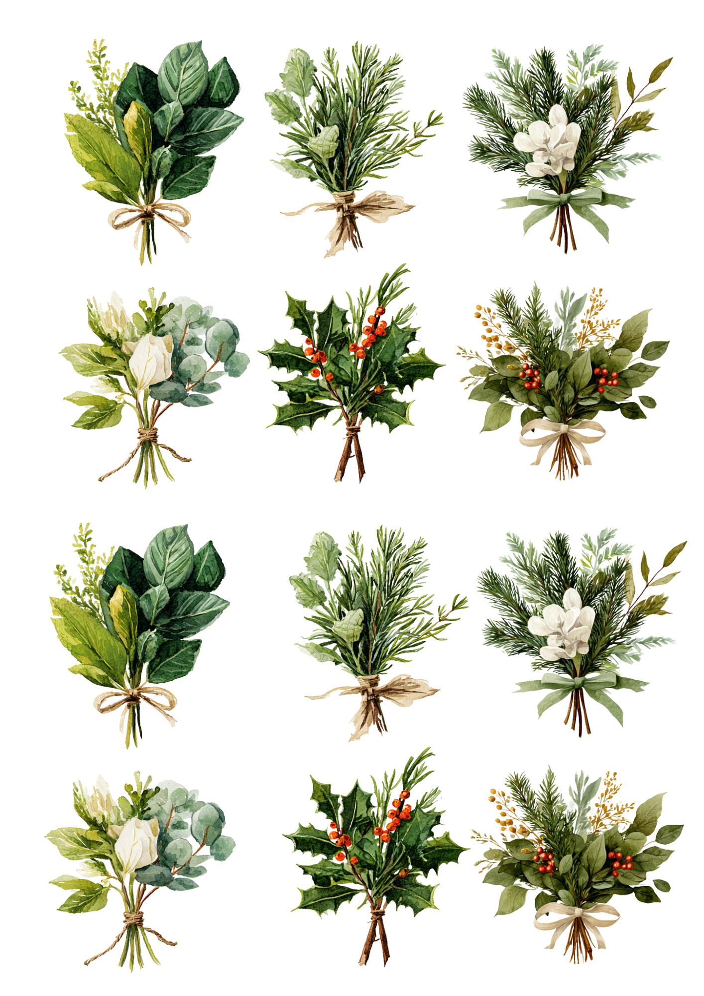 Sticker Sheet / Greeting Card – Christmas Greenery Collage Cat. No. 5389