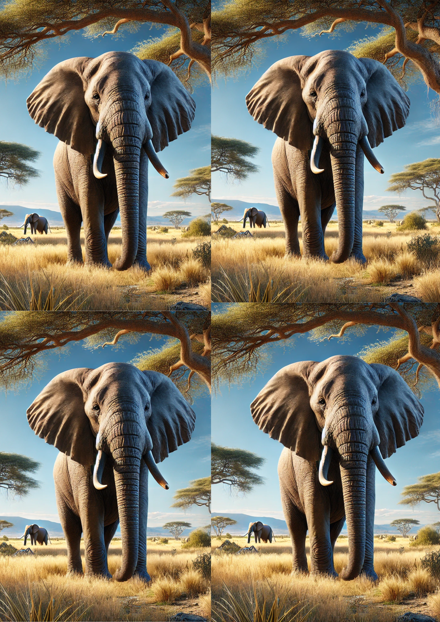 Sticker Sheet / Greeting Card – Elephant on the Savannah Collage Cat. No. 5391