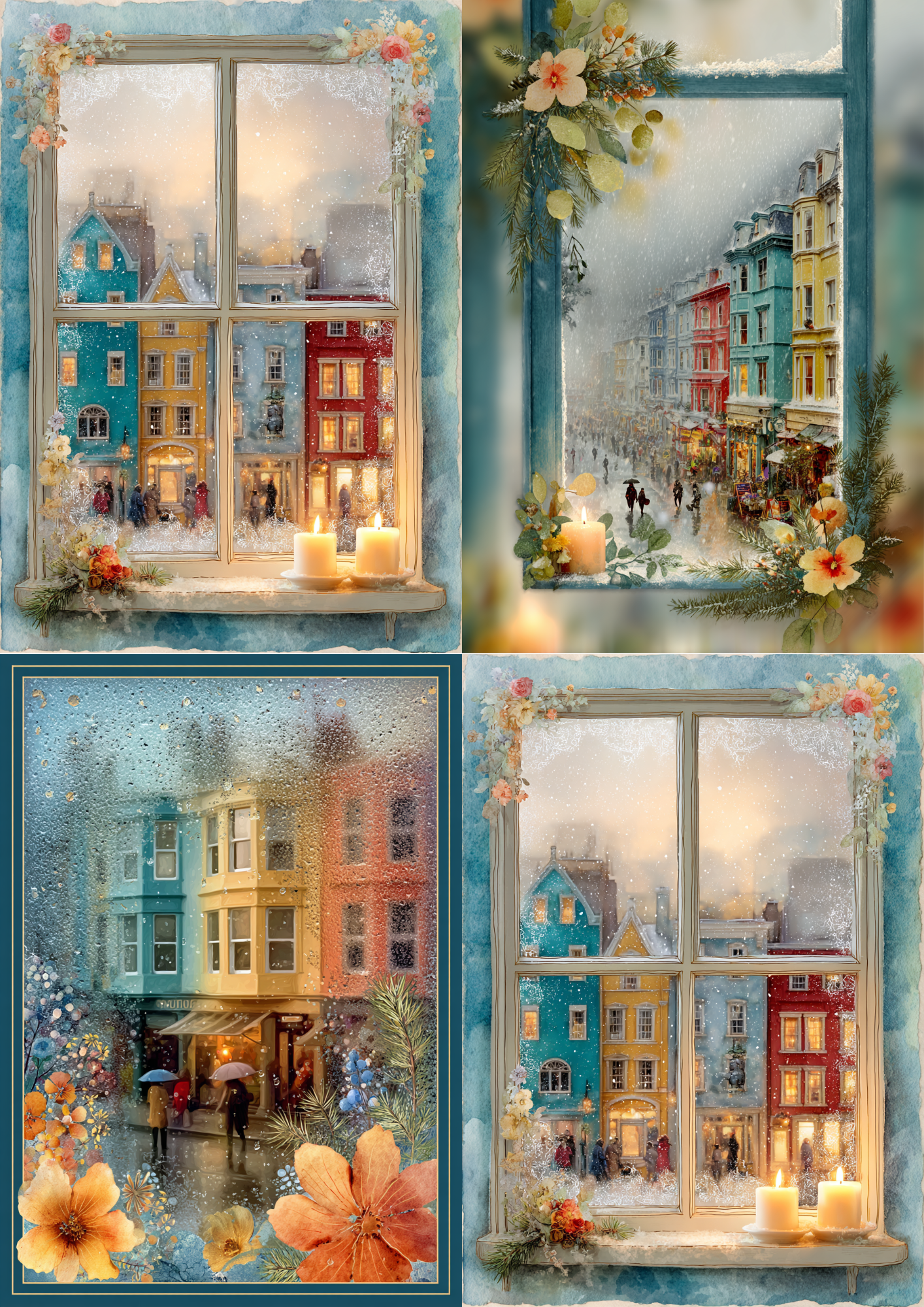 Sticker Sheet / Greeting Card – Christmas Window Collage Cat. No. 5399