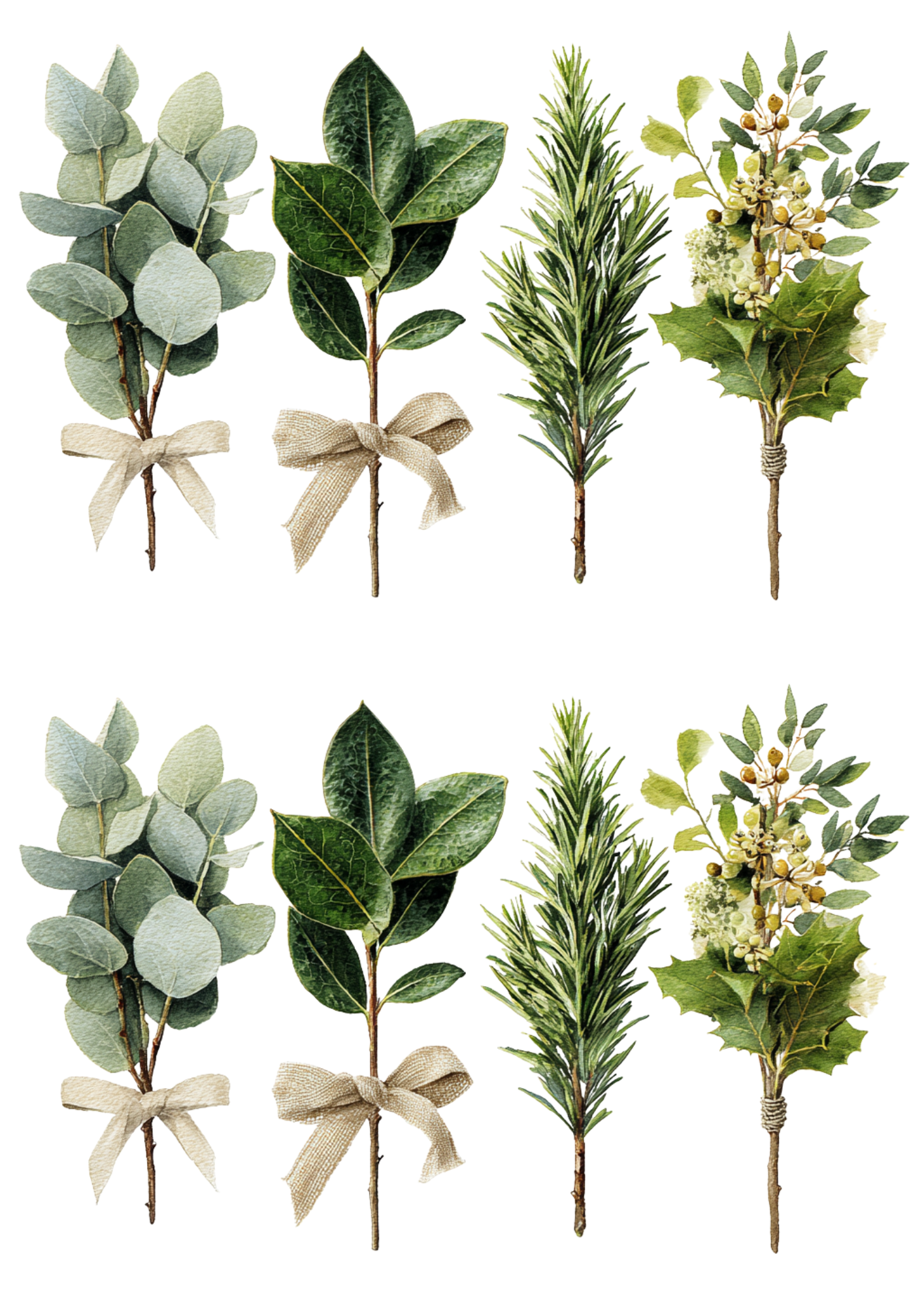 Sticker Sheet / Greeting Card – Christmas Greenery Collage Cat. No. 5402