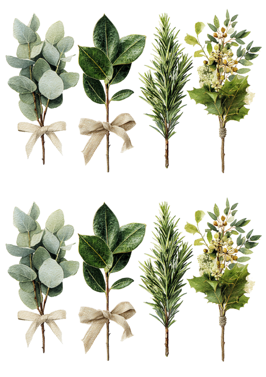 Sticker Sheet / Greeting Card – Christmas Greenery Collage Cat. No. 5402