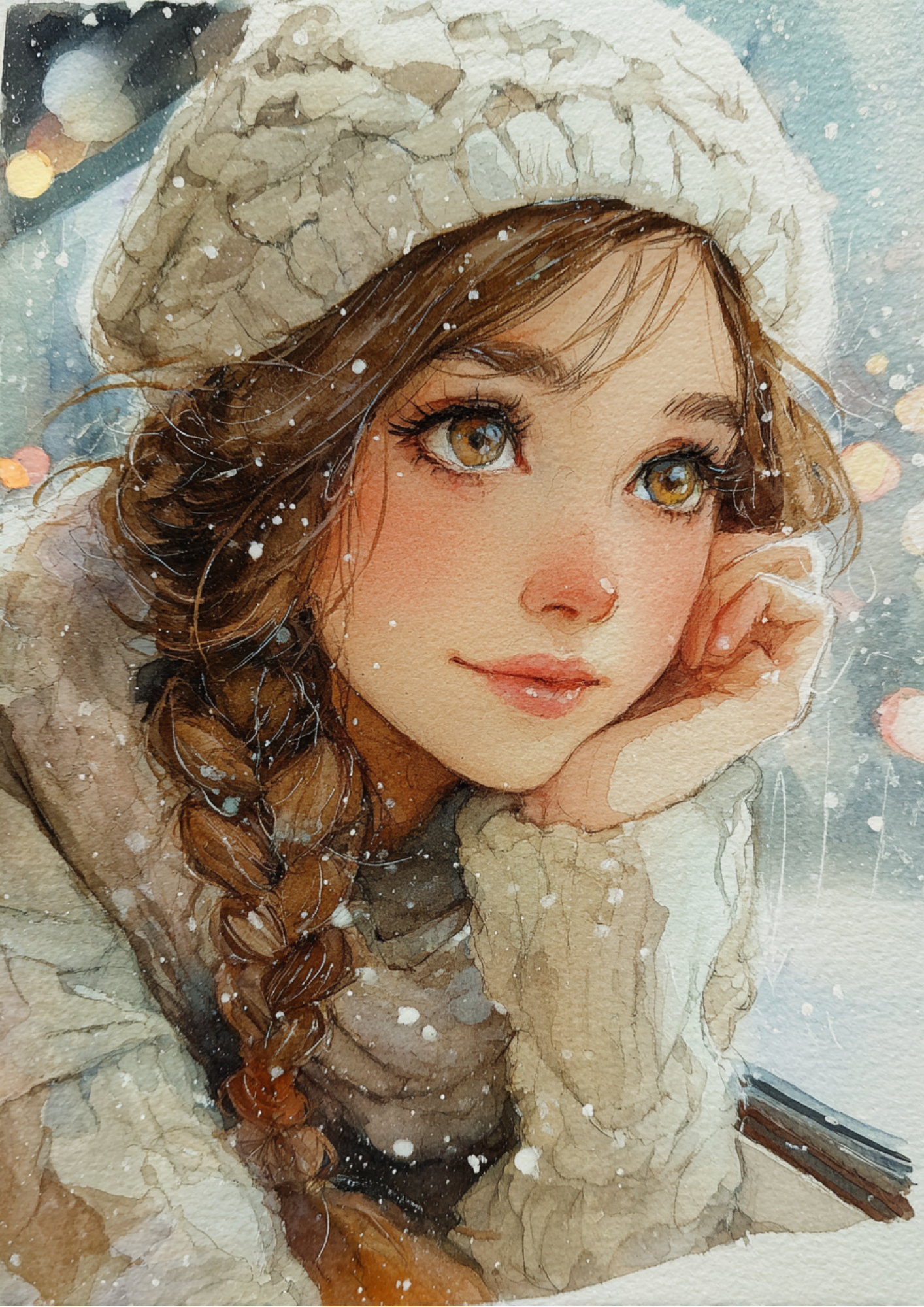 Sticker Sheet / Greeting Card – Girl In Winter Hat Full Cat. No. 5404