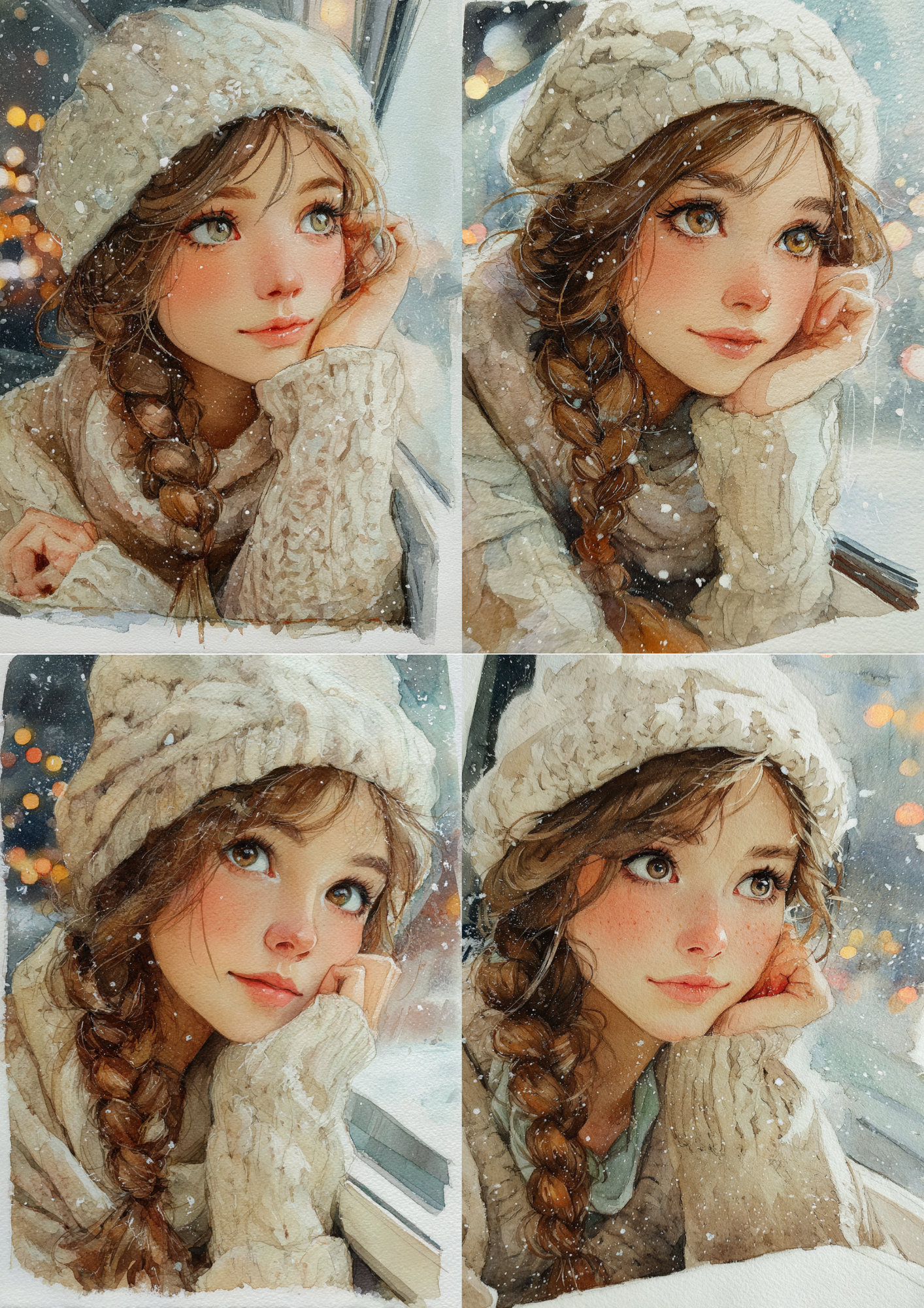Sticker Sheet / Greeting Card – Girl In Winter Hat Collage Cat. No. 5405