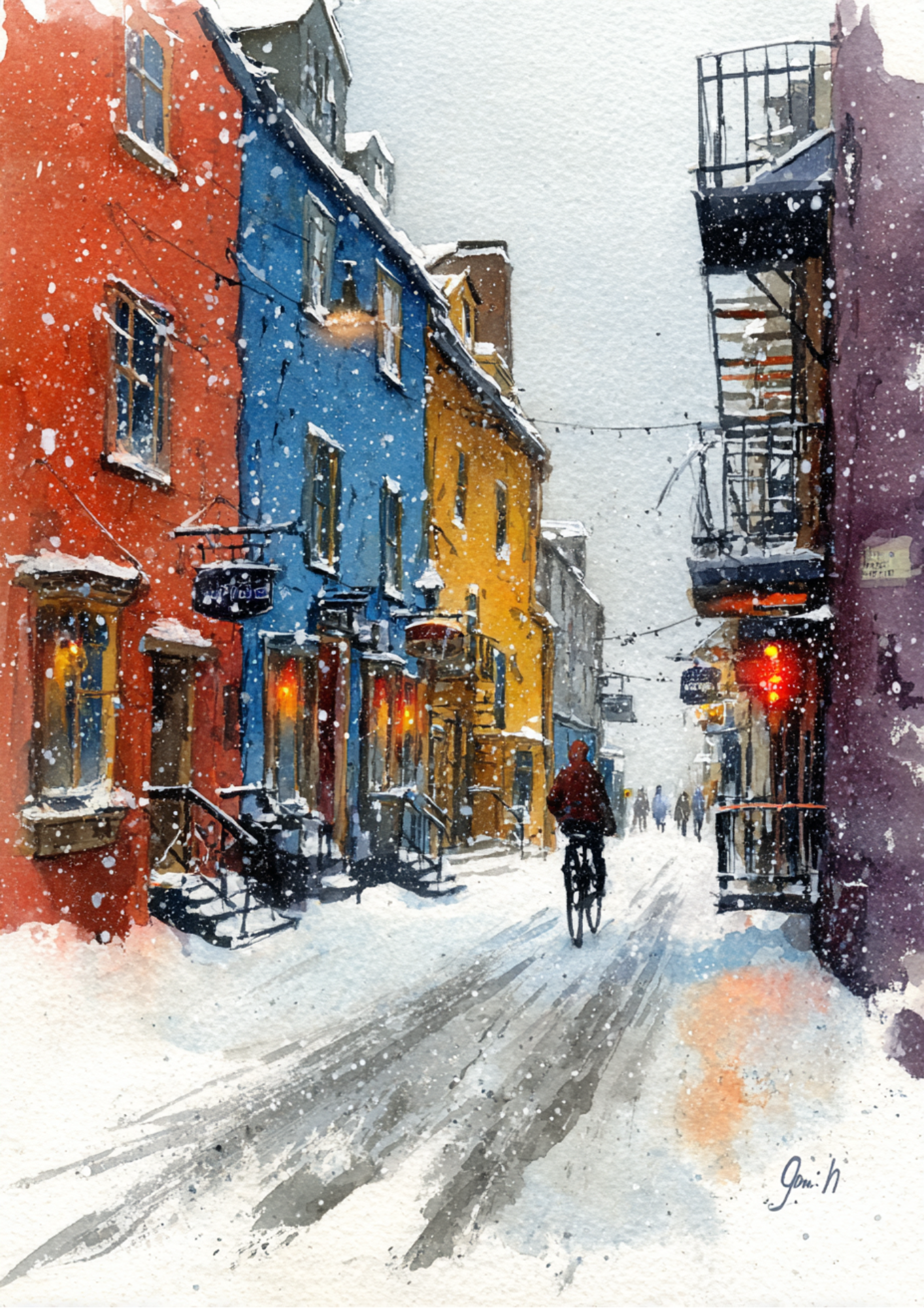 Sticker Sheet / Greeting Card – Snow-Covered Street Full Cat. No. 5406
