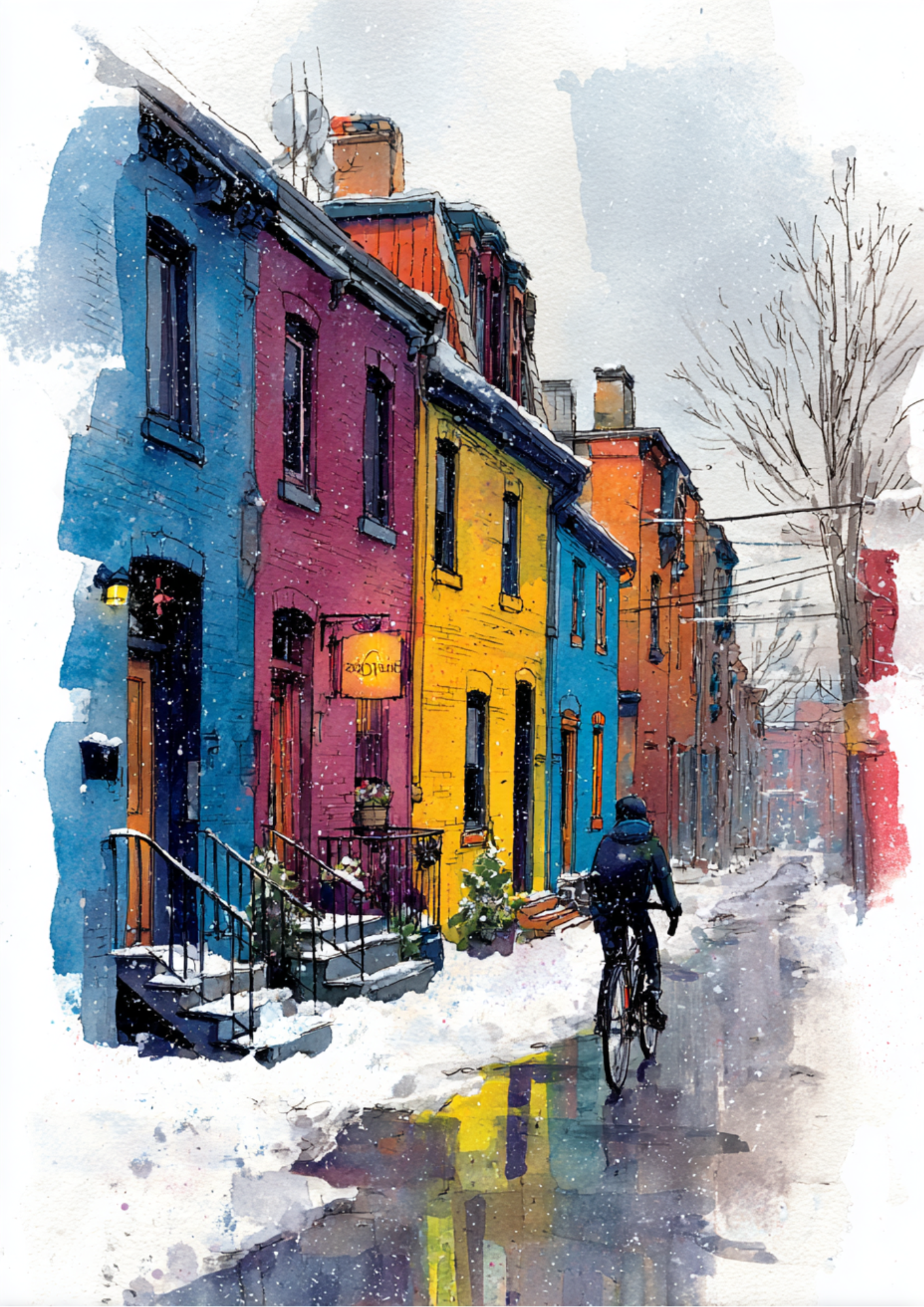 Sticker Sheet / Greeting Card – Snow-Covered Street Full Cat. No. 5408