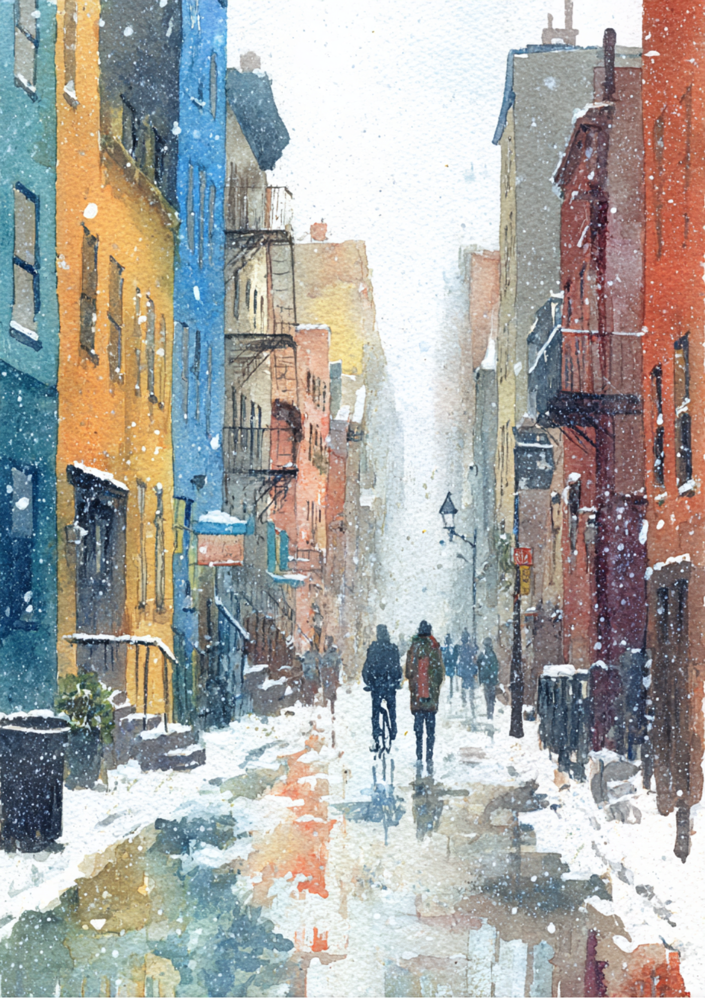 Sticker Sheet / Greeting Card – Snow-Covered Street Full Cat. No. 5409