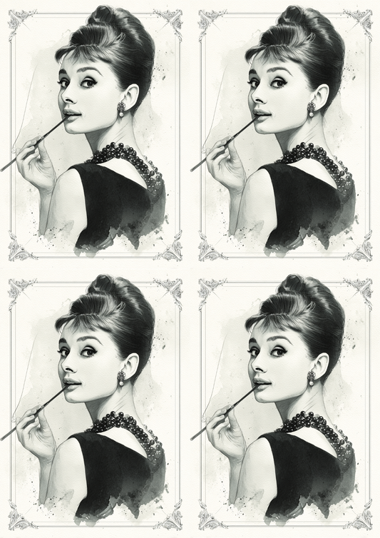 Sticker Sheet / Greeting Card – Audrey Hepburn Collage Cat. No. 5424