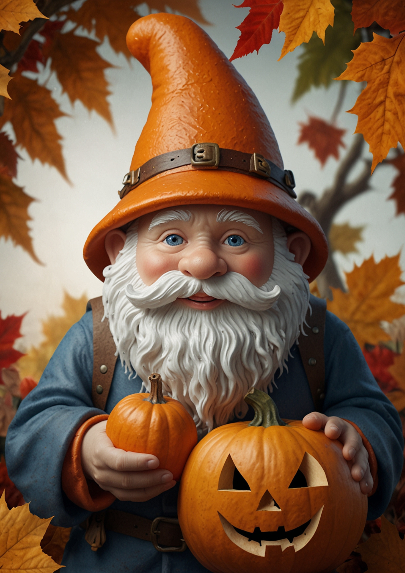 Sticker Sheet / Greeting Card – Dwarf With Pumpkin Full Cat. No. 5436