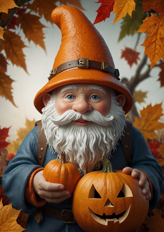 Sticker Sheet / Greeting Card – Dwarf With Pumpkin Full Cat. No. 5436