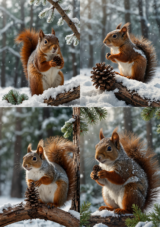 Sticker Sheet / Greeting Card – Red Squirrel Collage Cat. No. 5438
