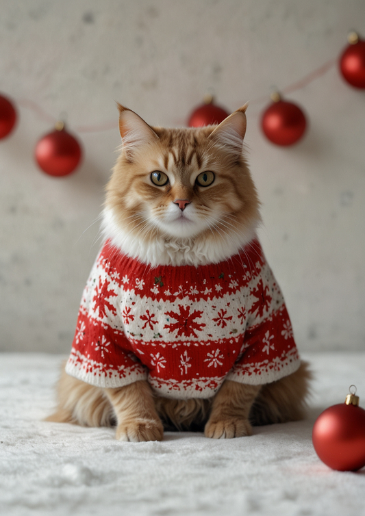 Sticker Sheet / Greeting Card – Christmas Cat In Sweater Full Cat. No. 5461