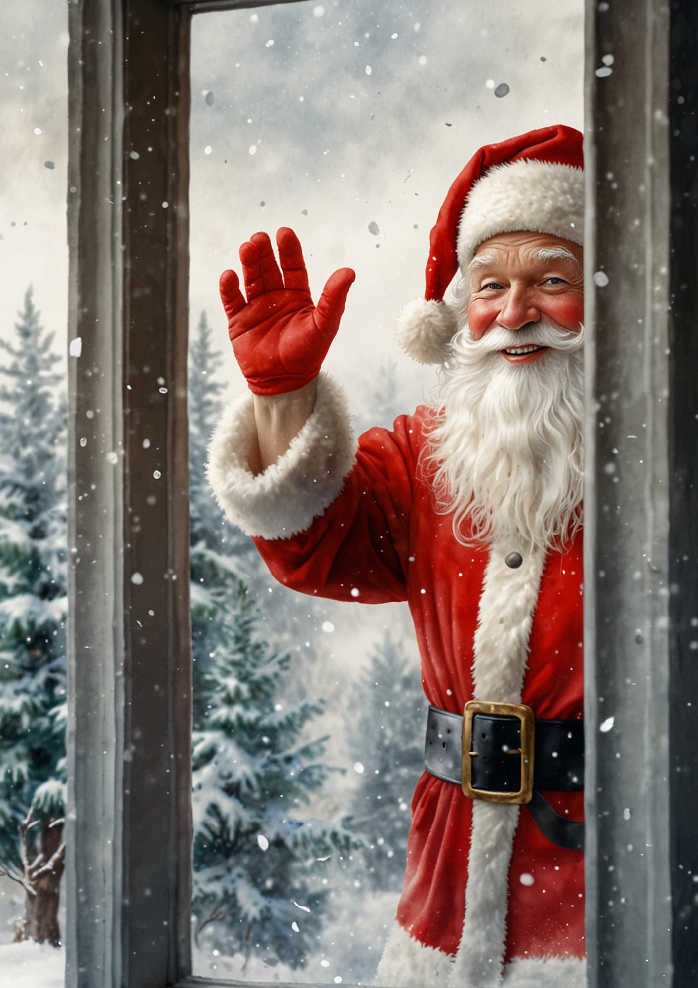 Sticker Sheet / Greeting Card – Santa Claus Behind The Window Full Cat. No. 5467