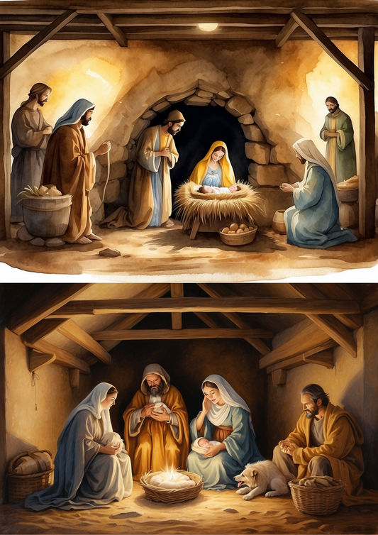 Sticker Sheet / Greeting Card – Christmas Nativity Scene Collage Cat. No. 5473