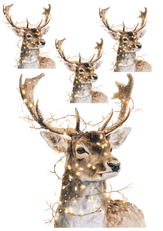 Sticker Sheet / Greeting Card – Deer and Christmas Lights Collage Cat. No. 5482