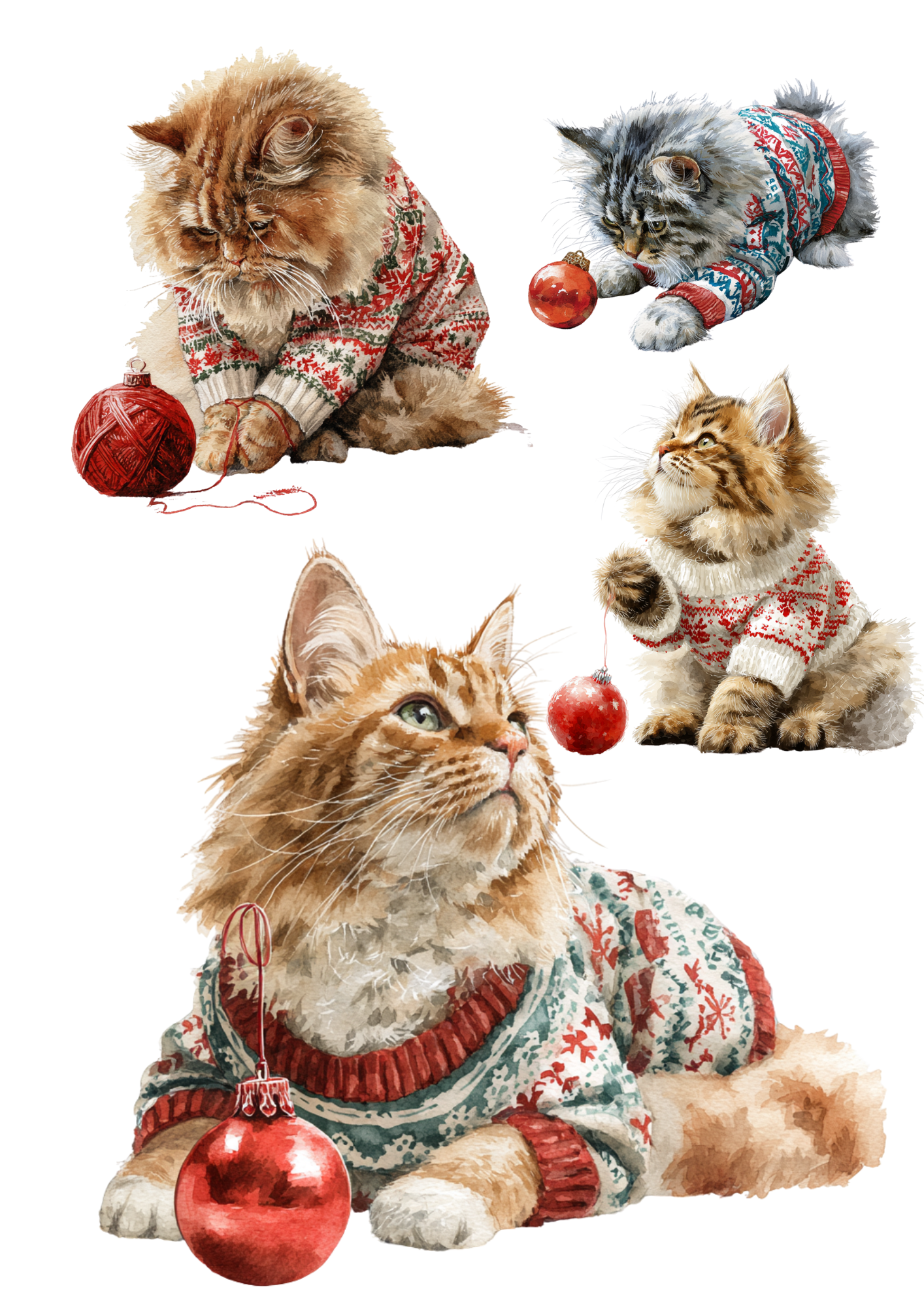 Sticker Sheet / Greeting Card – Christmas Cat Collage Cat. No. 5484