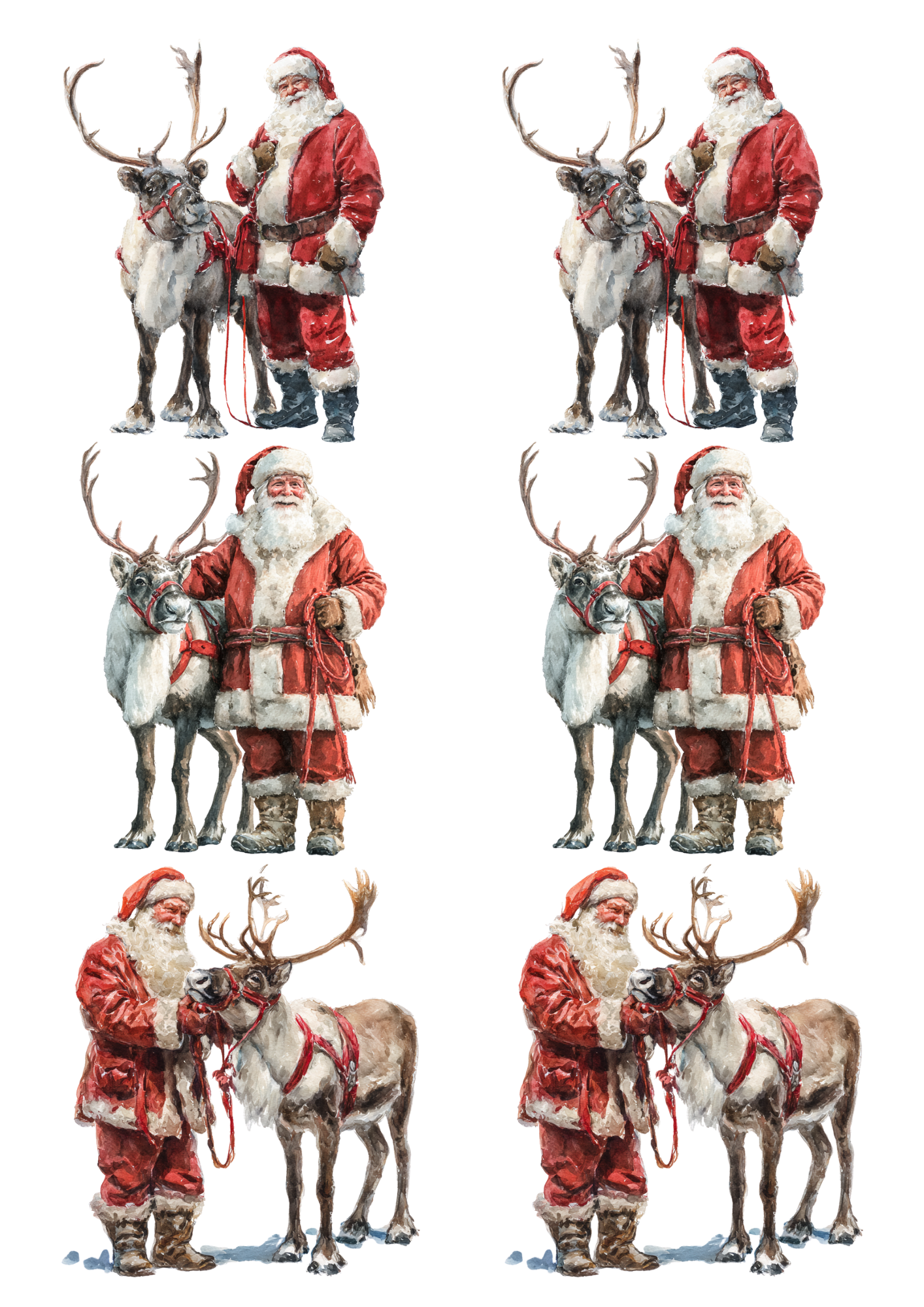 Sticker Sheet / Greeting Card – Santa Claus And Reindeer Collage Cat. No. 5492