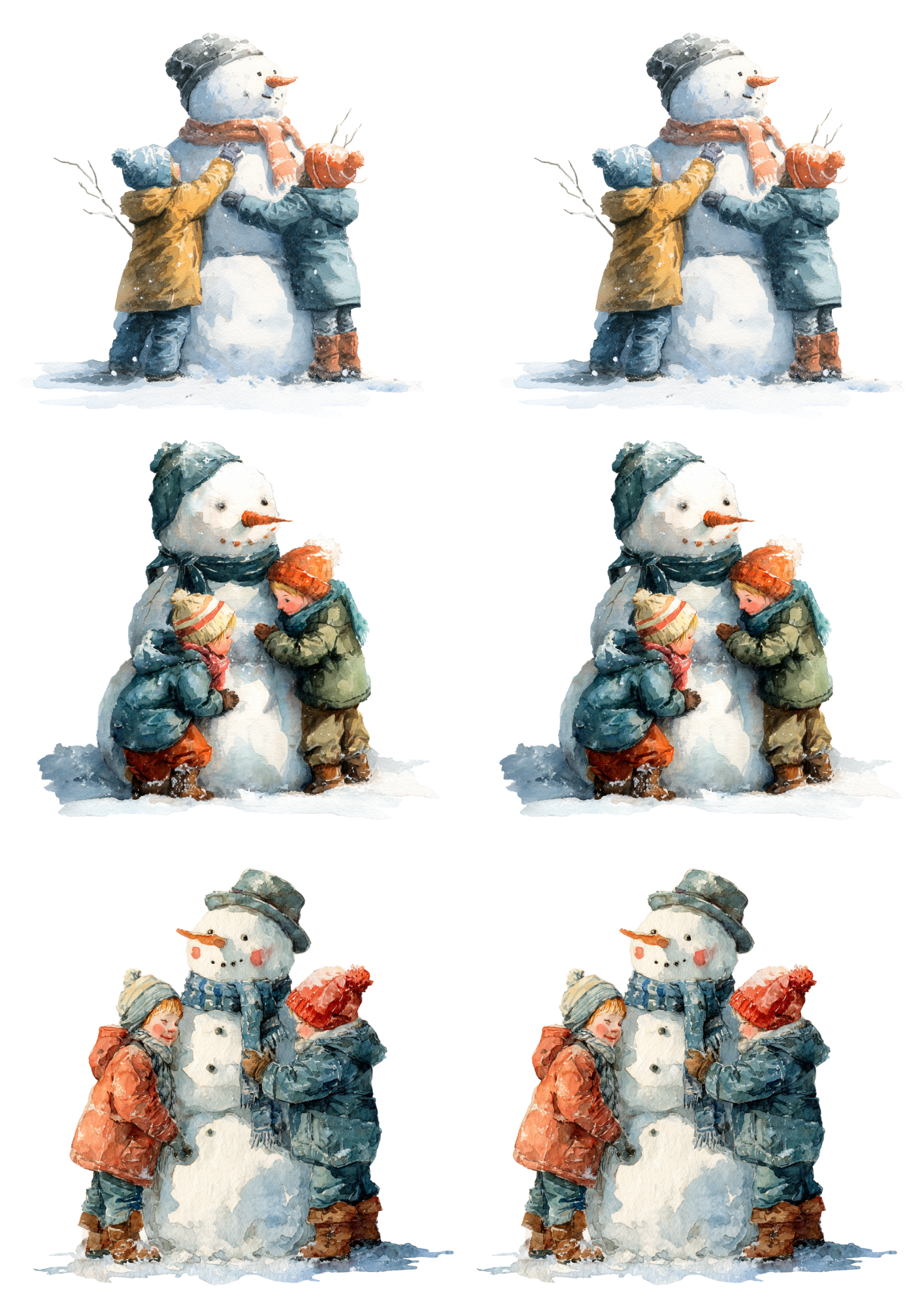 Sticker Sheet / Greeting Card – Children Make Snowman Collage Cat. No. 5493