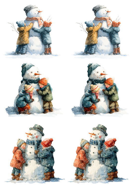 Sticker Sheet / Greeting Card – Children Make Snowman Collage Cat. No. 5493