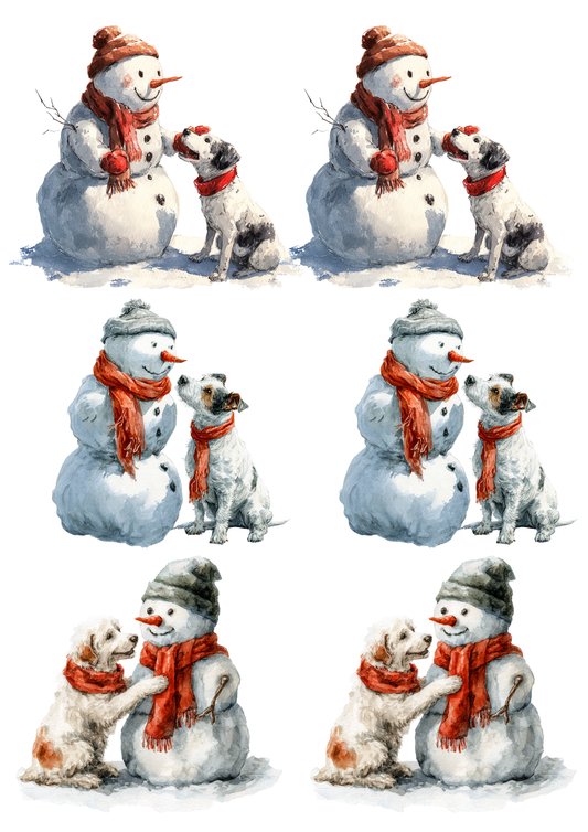 Sticker Sheet / Greeting Card – Snowman And Dog Collage Cat. No. 5495