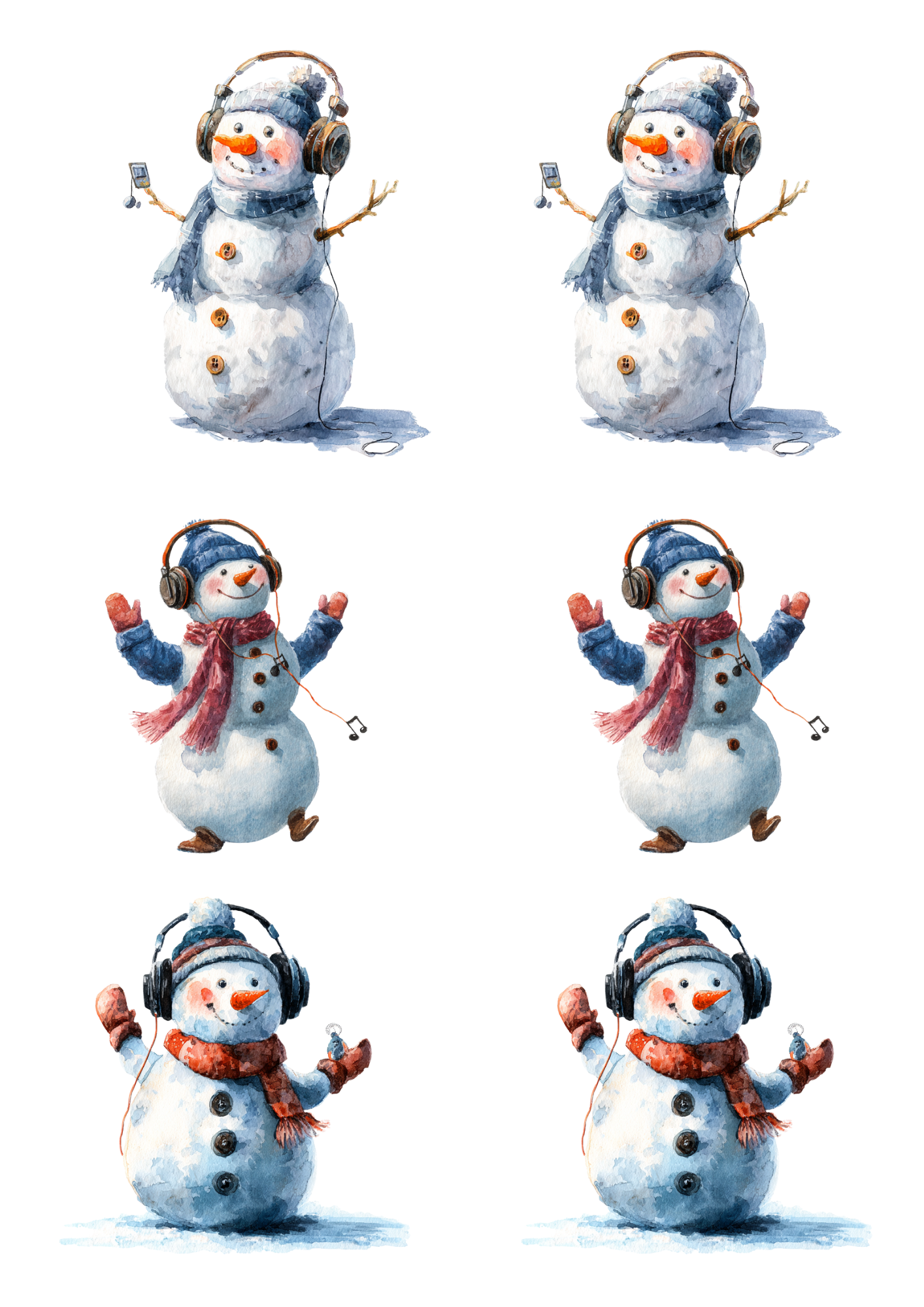 Sticker Sheet / Greeting Card – Snowman Collage Cat. No. 5496