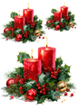 Sticker Sheet / Greeting Card – Christmas Decorations With Candles Collage Cat. No. 5508