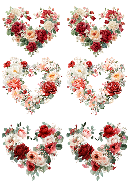 Sticker Sheet / Greeting Card – Heart With Flowers Collage Cat. No. 5512
