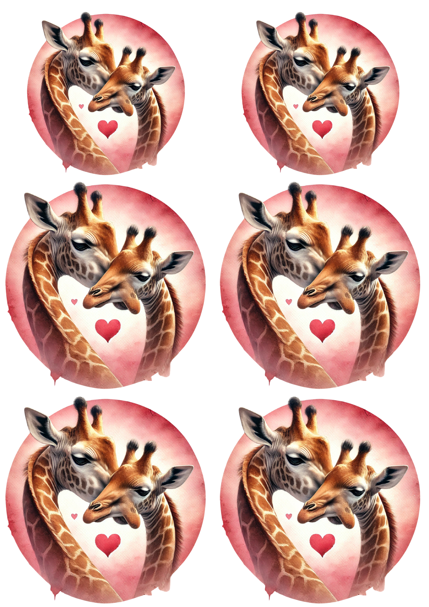 Sticker Sheet / Greeting Card – Giraffes in Love Collage Cat. No. 5514