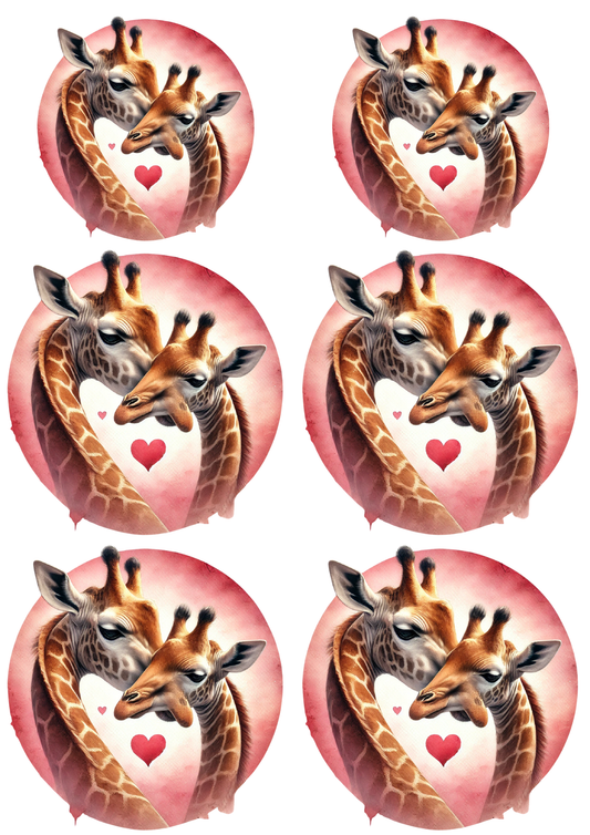 Sticker Sheet / Greeting Card – Giraffes in Love Collage Cat. No. 5514