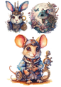 Sticker Sheet / Greeting Card – Steampunk Mouse Collage Cat. No. 5516