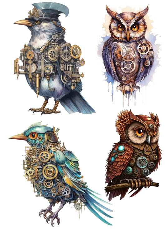 Sticker Sheet / Greeting Card – Birds Steampunk Collage Cat. No. 5517