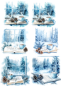 Sticker Sheet / Greeting Card – Winter Landscape Outside the Window Collage Cat. No. 5519