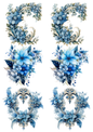 Sticker Sheet / Greeting Card – Garlands of Blue Flowers Collage Cat. No. 5523