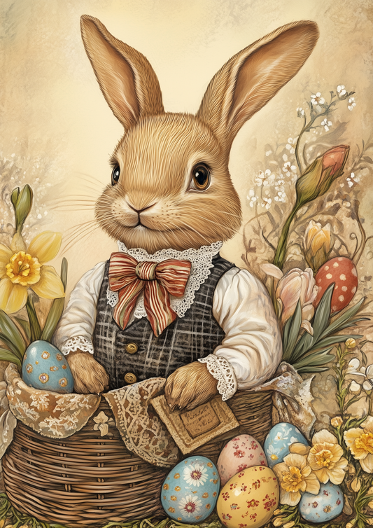 Sticker Sheet / Greeting Card – Easter Bunny and Eggs Full Cat. No. 5527