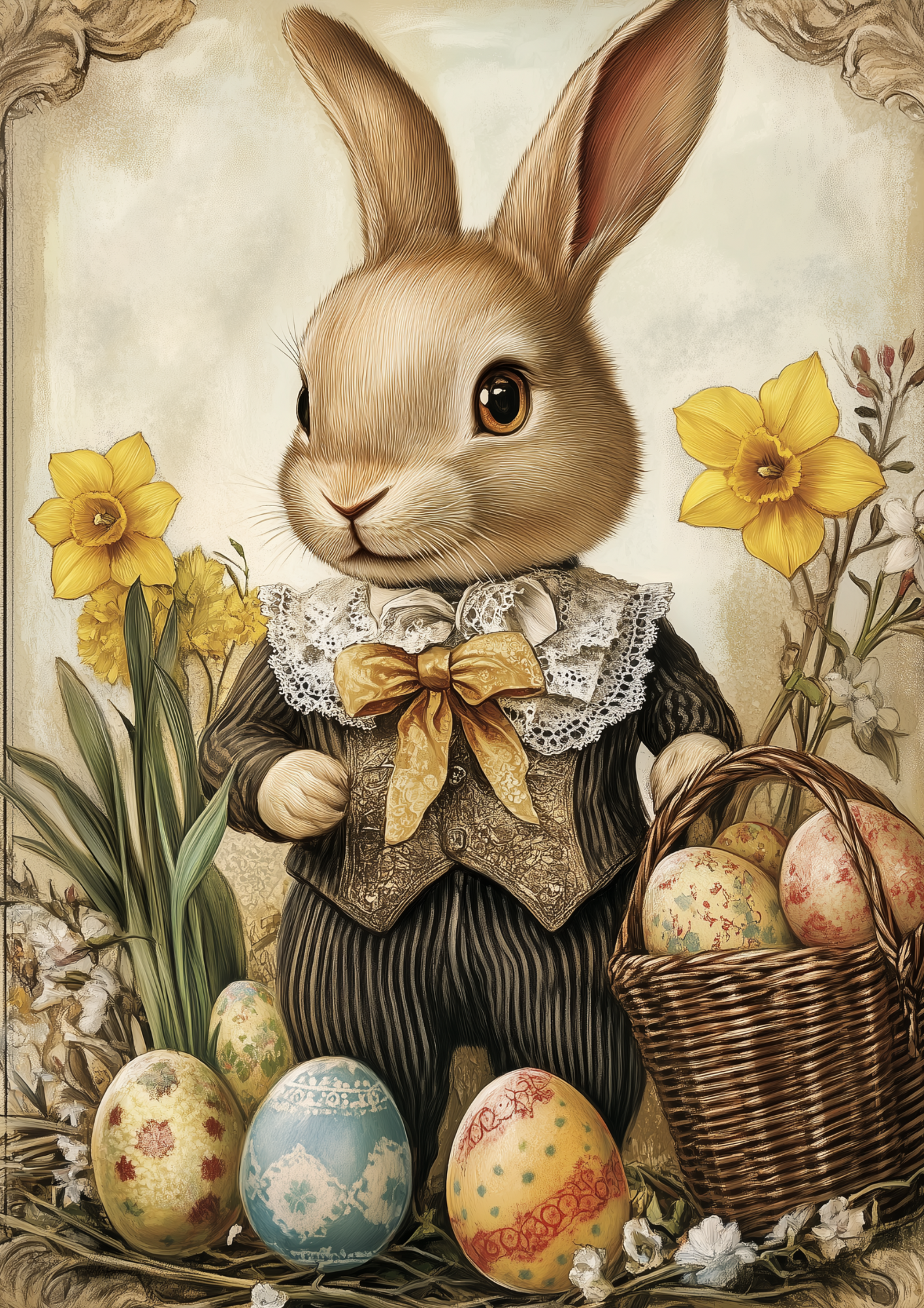 Sticker Sheet / Greeting Card – Easter Bunny and Eggs Full Cat. No. 5528