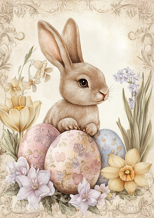 Sticker Sheet / Greeting Card – Easter Bunny and Eggs Full Cat. No. 5532