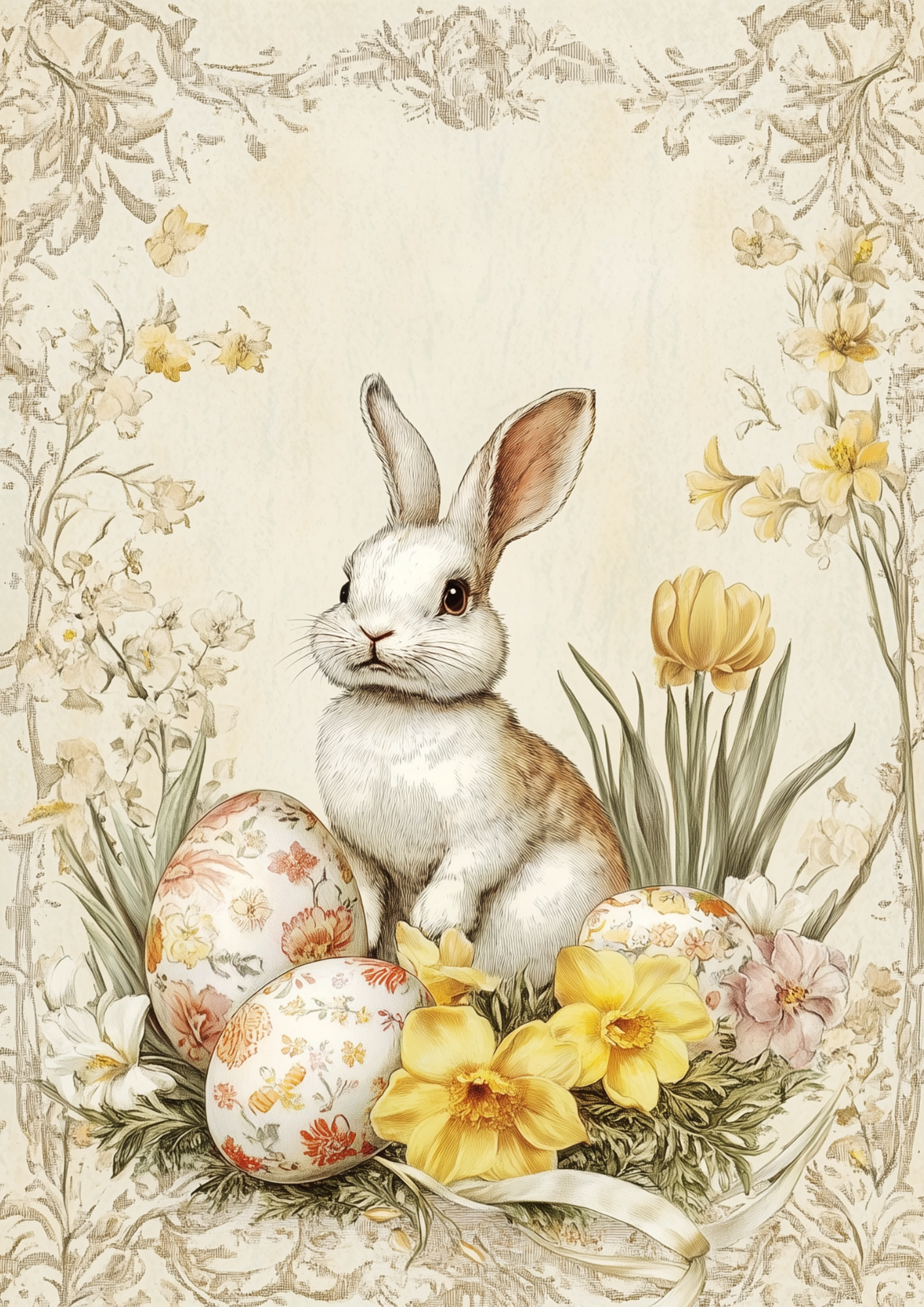 Sticker Sheet / Greeting Card – Easter Bunny and Eggs Collage Cat. No. 5538