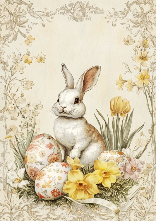 Sticker Sheet / Greeting Card – Easter Bunny and Eggs Collage Cat. No. 5538