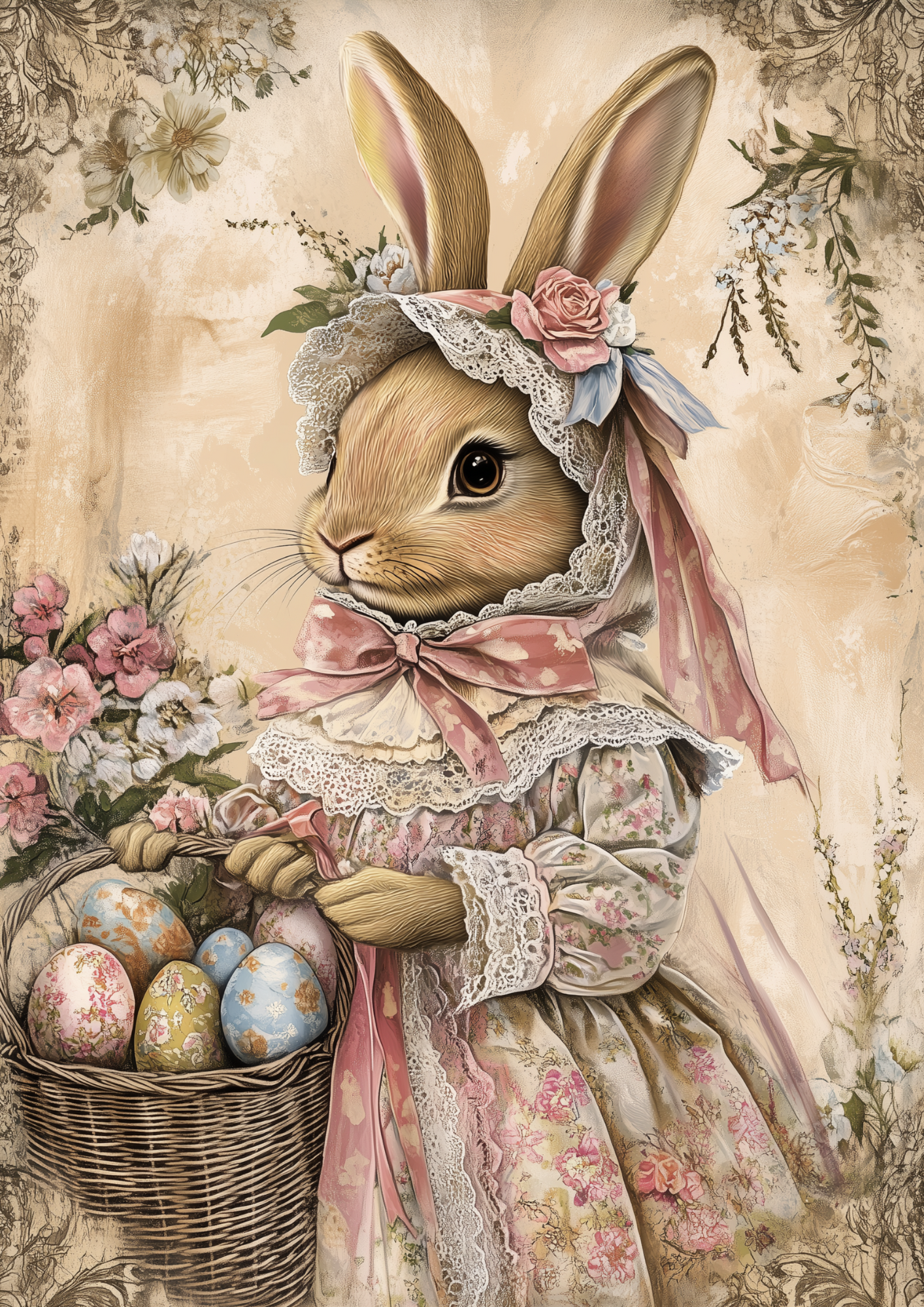 Sticker Sheet / Greeting Card – Easter Bunny and Eggs Full Cat. No. 5545