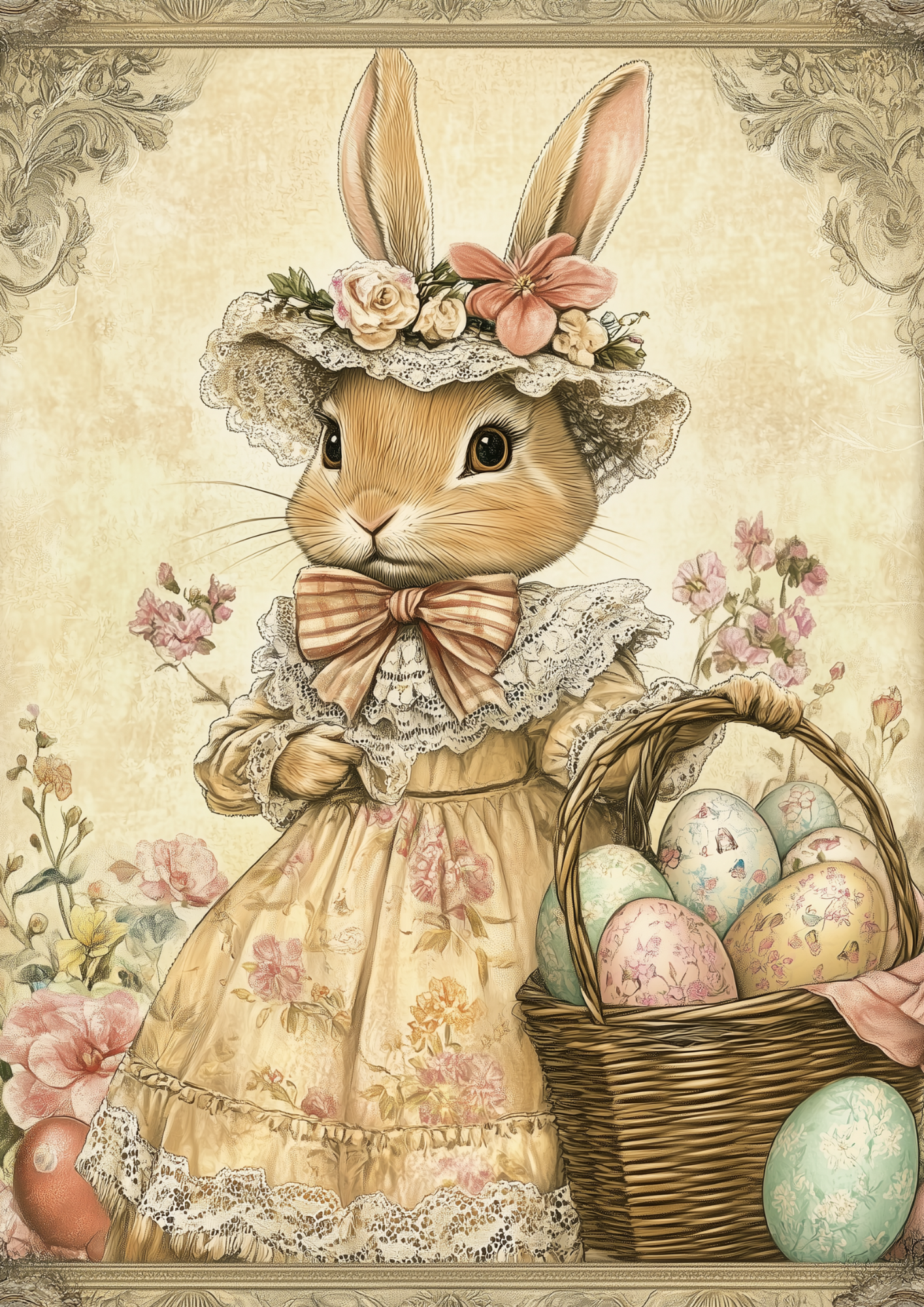Sticker Sheet / Greeting Card – Easter Bunny and Eggs Full Cat. No. 5547