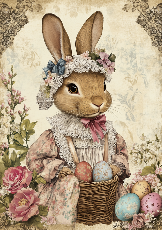 Sticker Sheet / Greeting Card – Easter Bunny and Eggs Full Cat. No. 5548