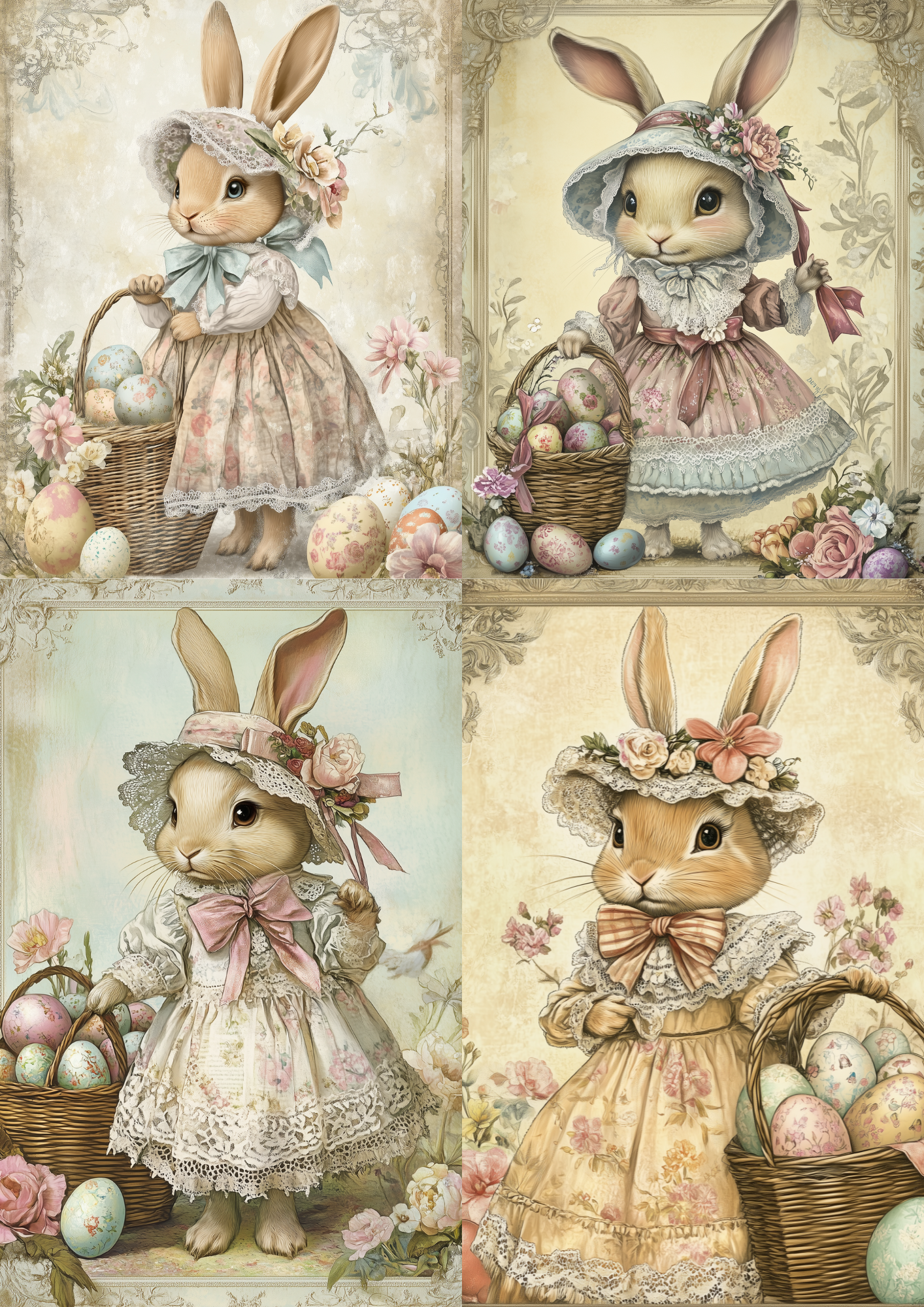 Sticker Sheet / Greeting Card – Easter Bunny and Eggs Collage Cat. No. 5549