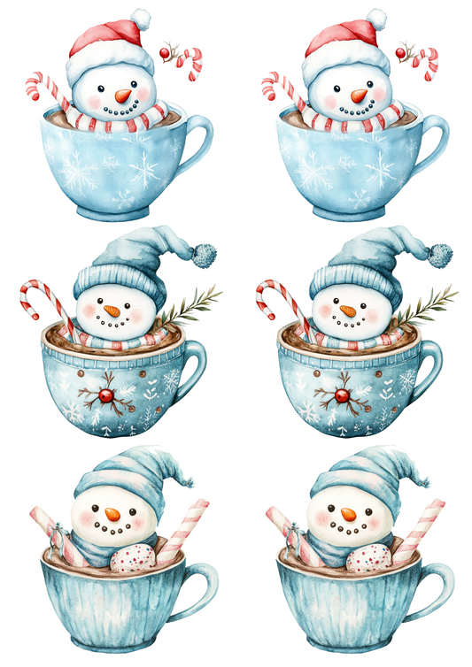 Sticker Sheet / Greeting Card – Snowman in a Cup Collage Cat. No. 5561