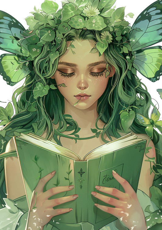 Sticker Sheet / Greeting Card – Forest Fairy Reading a Book Full Cat. No. 5566