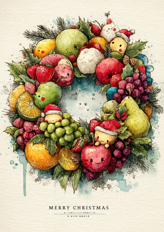 Sticker Sheet / Greeting Card – Christmas Fruit Full Cat. No. 5572