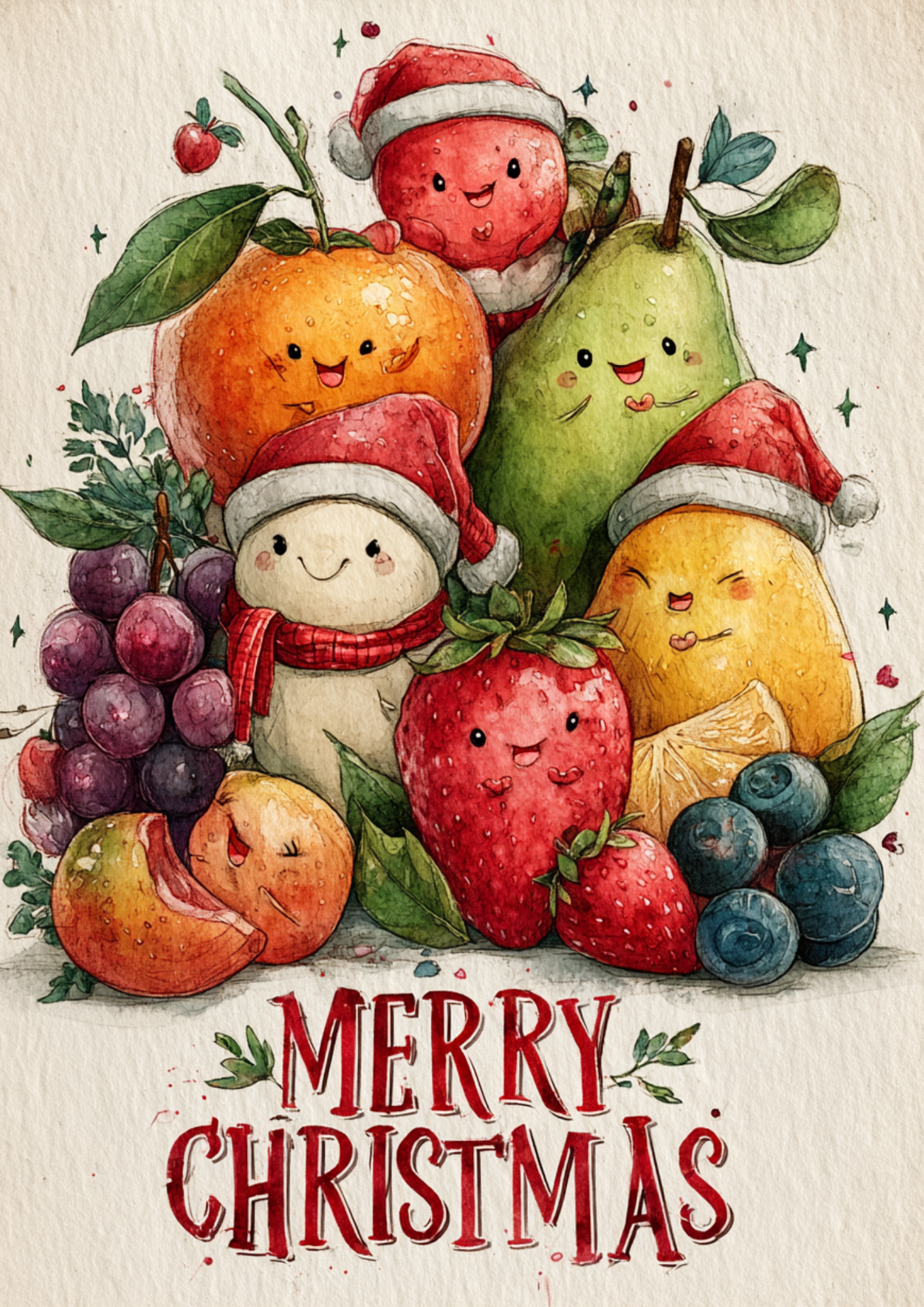 Sticker Sheet / Greeting Card – Christmas Fruit Full Cat. No. 5578