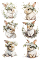 Sticker Sheet / Greeting Card – Easter Bunny in a Wreath Collage Cat. No. 5580