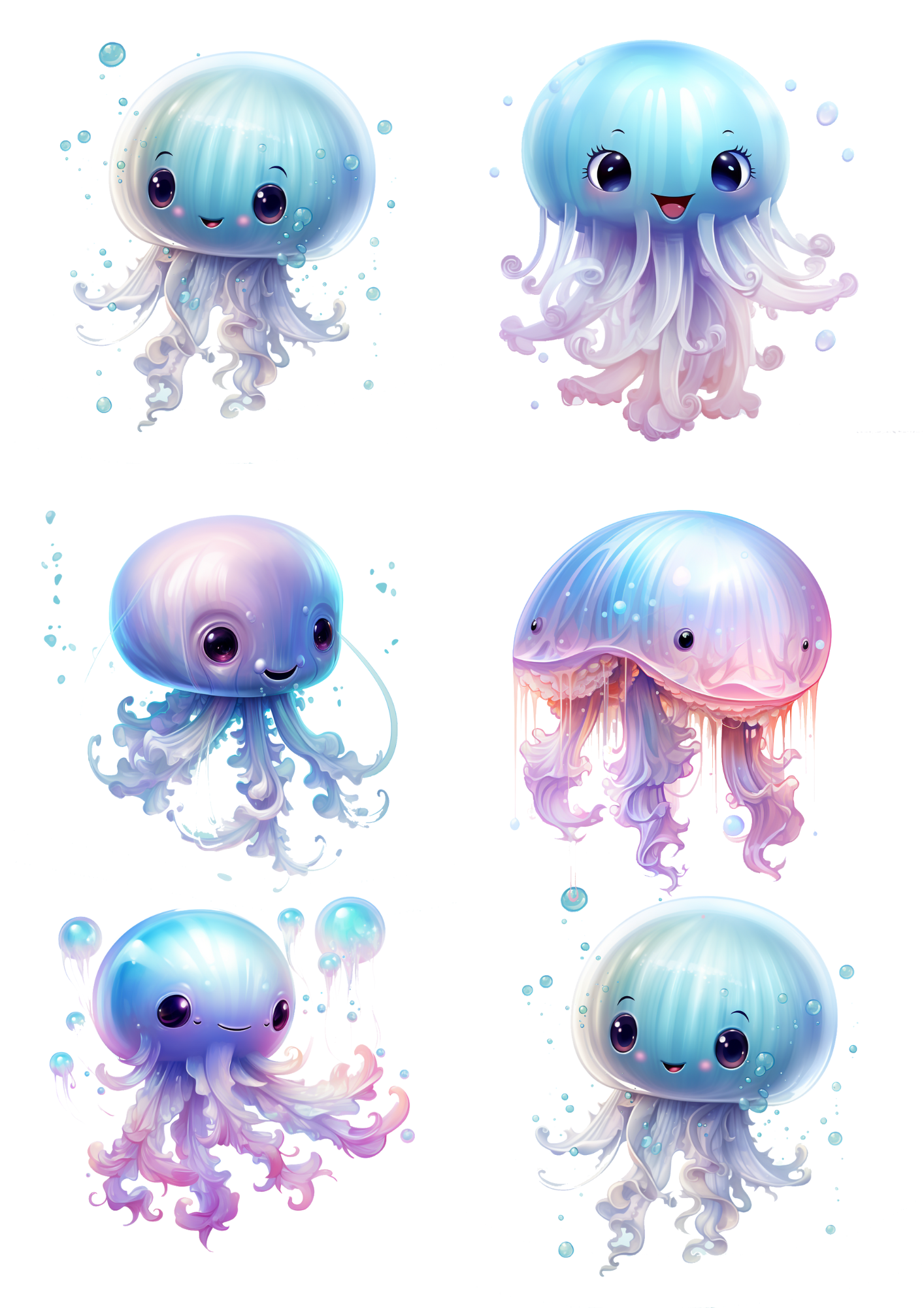Sticker Sheet / Greeting Card – Jellyfish Collage Cat. No. 5589