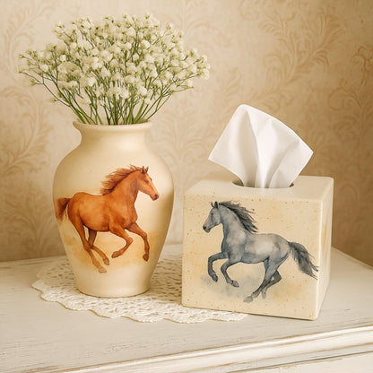 Watercolor Horses Clipart Set: 48 PNG Designs with Transparent Background