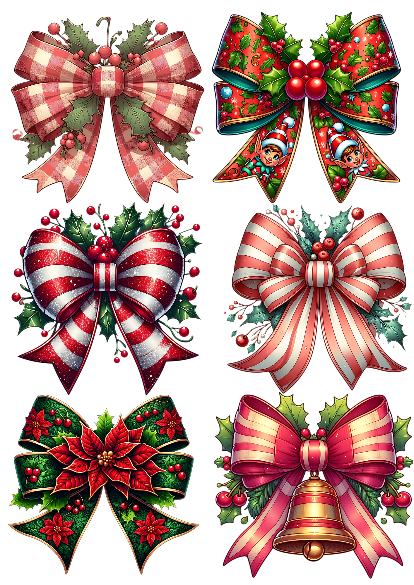 Sticker Sheet / Greeting Card – Christmas Bows Collage Cat. No. 5602