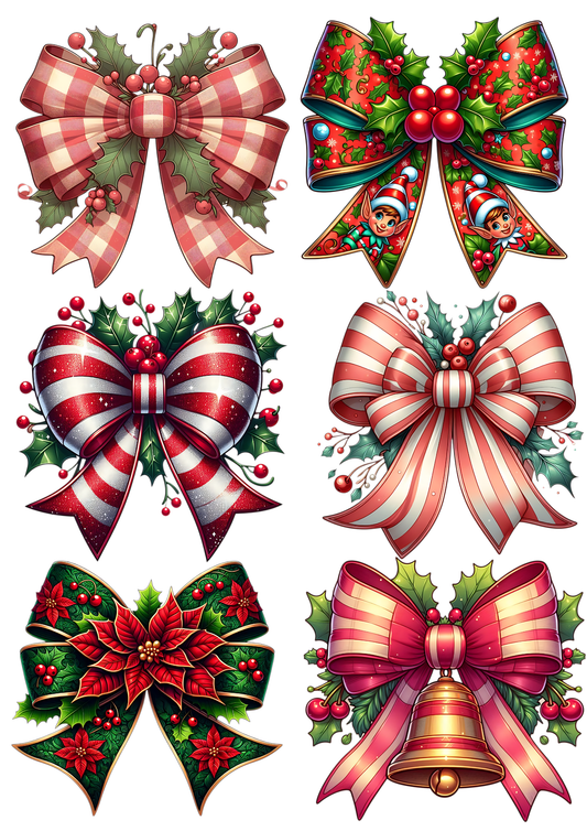 Sticker Sheet / Greeting Card – Christmas Bows Collage Cat. No. 5602